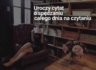 Kobieta siedząca na fotelu zasłania twarz książą. Za nią stoi regał, a na nim książki. Na tym tle napis "Uroczy cytat o spędzaniu całego dnia na czytaniu" Czy tak wyglądają czytelnicy?