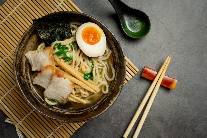 Delicious ramen on dark backgroud ramen