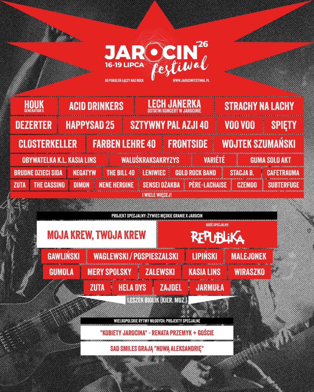 Jarocin Festiwal 2026 prezentuje potężny line-up. Znamy nowych artystów