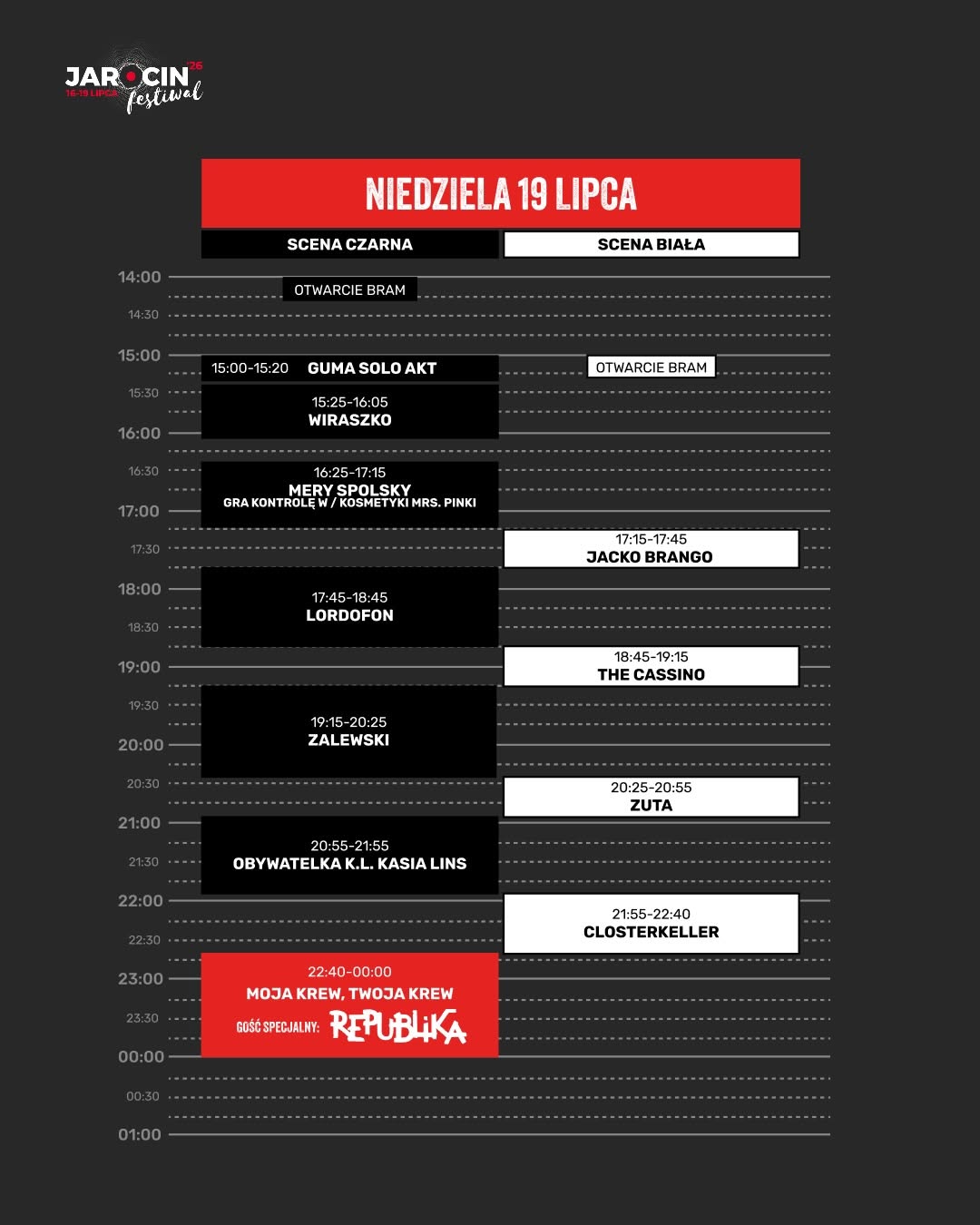 19 lipca niedziela Jarocin Festiwal