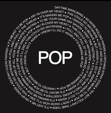 ⁠Czarna grafika z białym napisem POP otoczonym fragmentami tekstu piosenki Harry'ego Stylesa
